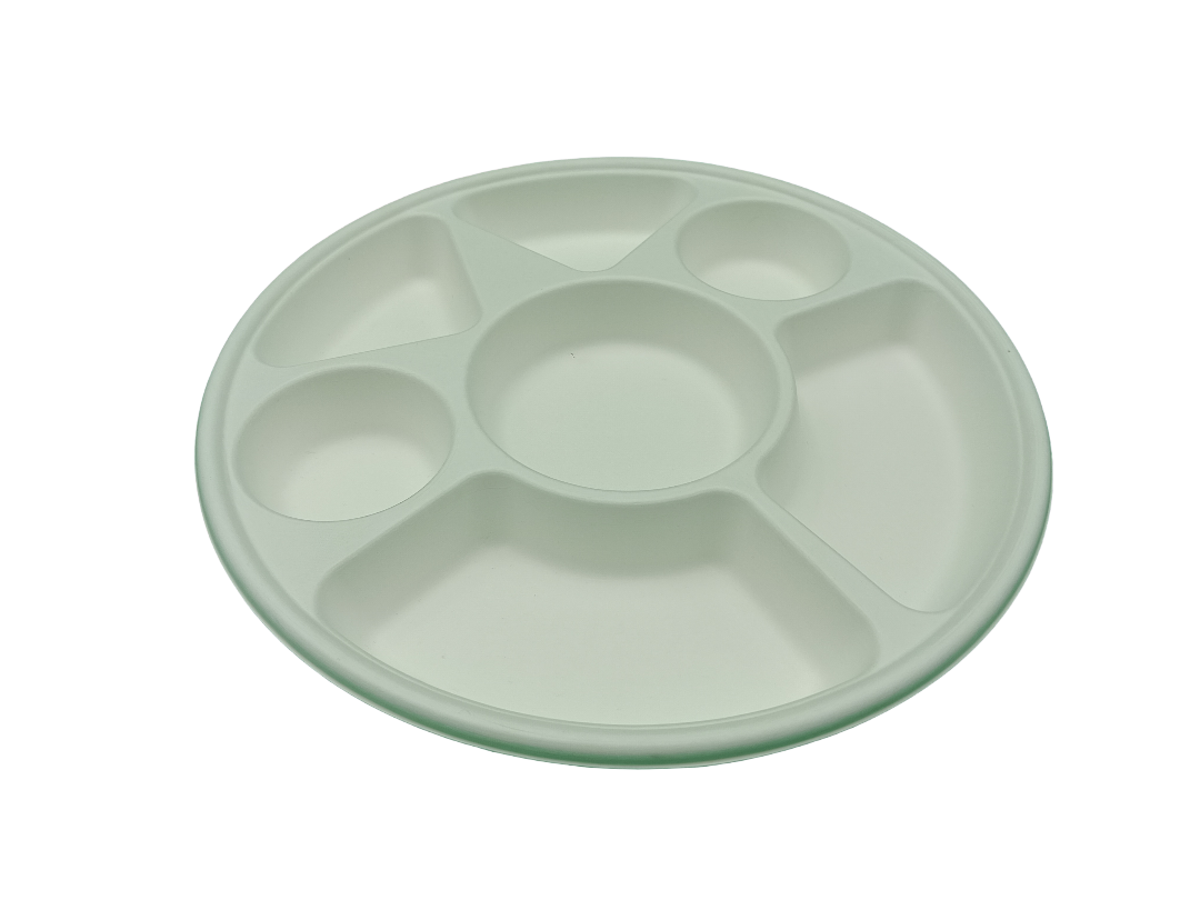 BAGASSE 7COMPARTMENT DISPOSABLE PLATES - Image 2