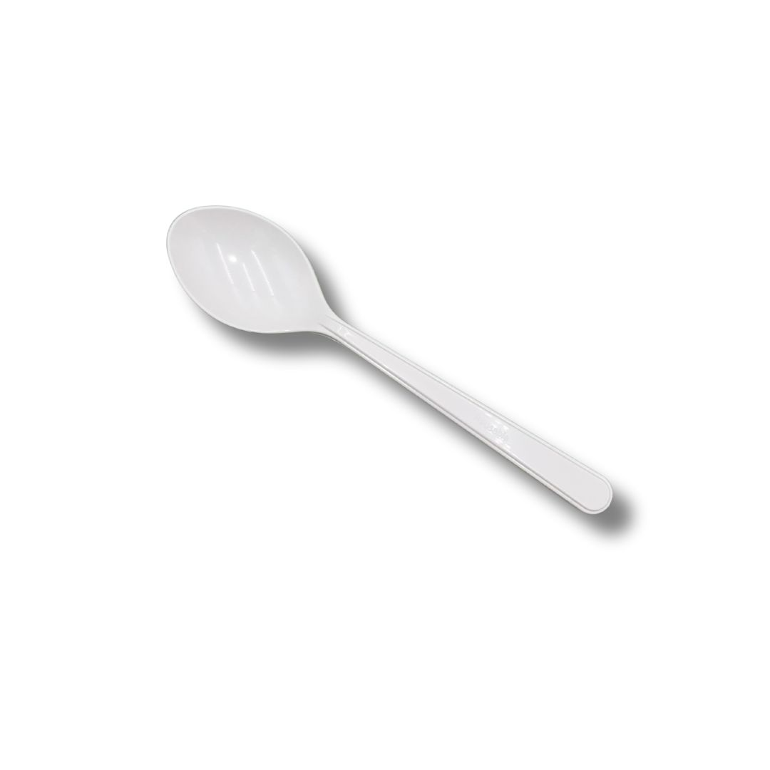 WHITE HEAVY DUTY REUSEABLE PLASTIC SPOON