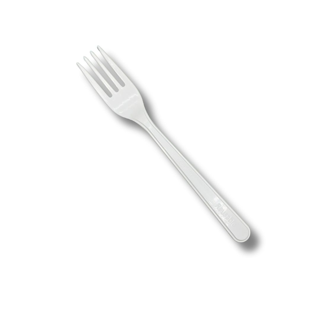 WHITE HEAVY DUTY REUSEABLE PLASTIC FORK