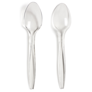 CLEAR HEAVY DUTY REUSEABLE PLASTIC SPOON