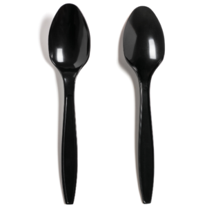 BLACK HEAVY DUTY REUSEABLE PLASTIC SPOON