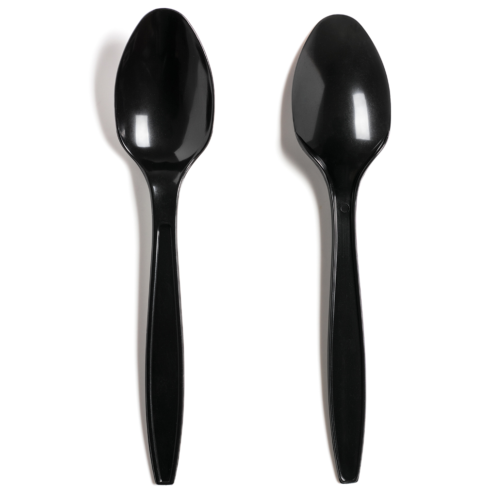 BLACK HEAVY DUTY REUSEABLE PLASTIC SPOON