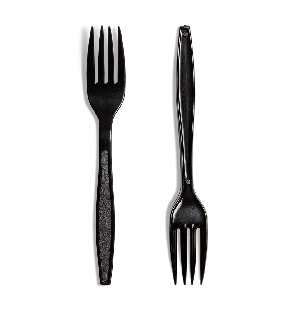 BLACK HEAVY DUTY REUSEABLE PLASTIC FORK