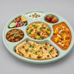 BAGASSE 7COMPARTMENT DISPOSABLE PLATES