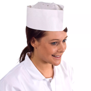 WHITE DISPOSABLE CHEF FOREAGE HAT