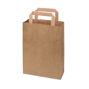 SOS PAPER BAG BROWN WITH FLATE HANDLE SMALL 190X80X250MM