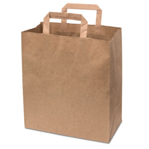 SOS PAPER BAG BROWN WITH FLATE HANDLE LARGE 260X140X290MM