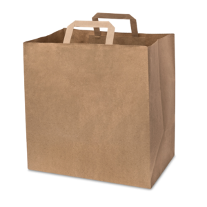 SOS PAPER BAG BROWN WITH FLATE HANDLE XLARGE 320X210X330MM