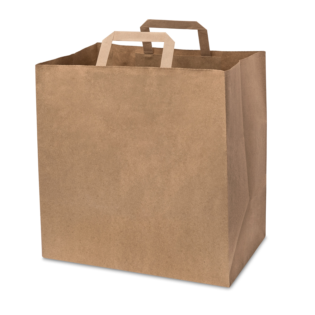 SOS PAPER BAG BROWN WITH FLATE HANDLE XLARGE 320X210X330MM
