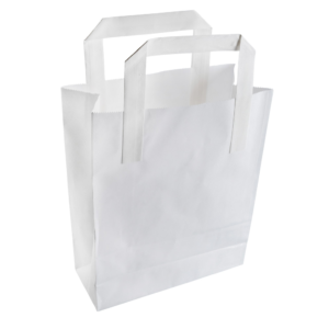 SOS PAPER BAG WHITE WITH FLATE HANDLE SMALL 90X80X250MM