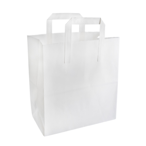 SOS PAPER BAG WHITE WITH FLATE HANDLE LARGE 260X140X290MM