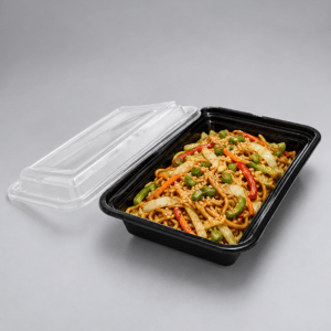Heavy Duty M/W Rectangular Cont. With Black Lid & Claer Lid
