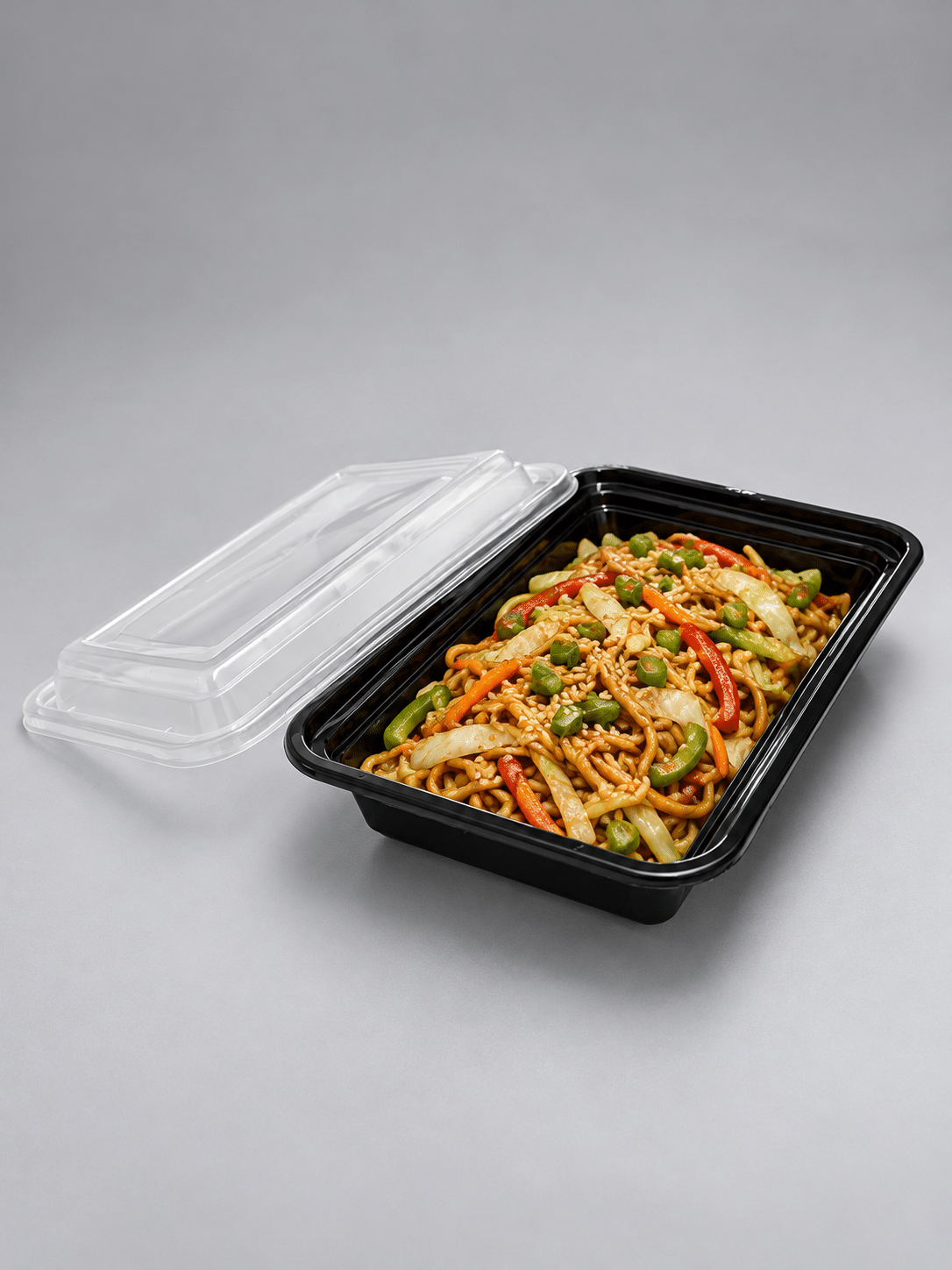 Heavy Duty M/W Rectangular Cont. With Black Lid & Claer Lid